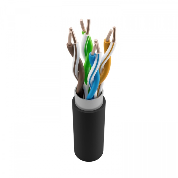 Кабель витая пара NTSS F/UTP 5e 4 пары одножильный 24AWG медь 305м внешний, внутренний малодымный безгалогенный компаунд (LSZH(Т) + UV) черный