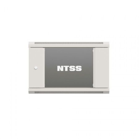 Шкаф настенный телекоммуникационный NTSS W 9U 600х450х500мм, 2 профиля 19, дверь стеклянная, боковые стенки съемные, задняя стенка, разобранный, серый