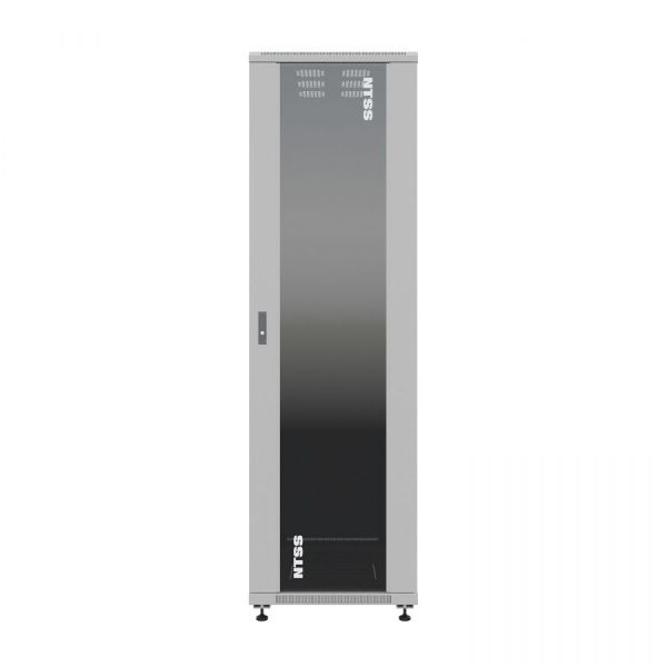 Шкаф напольный универсальный серверный NTSS R 42U 800х1000мм, 4 профиля 19, двери стекло и сплошная металл, боковые стенки съемные, регулируемые опоры