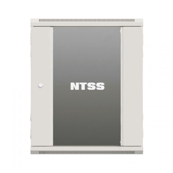Шкаф настенный телекоммуникационный NTSS W 15U 600х600х770мм, 2 профиля 19, дверь стеклянная, боковые стенки съемные, задняя стенка, разобранный, серы