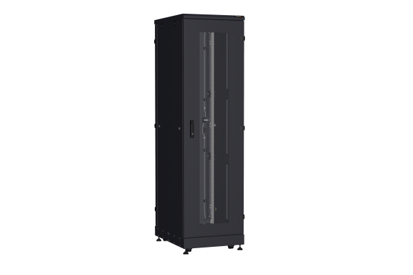 Напольный шкаф NIKOMAX серии TFA-R 19", 42U, дверь со стеклом и металлическая, металлические стенки, Ш600хВ2114хГ800мм, в разобранном виде, черный