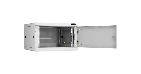 Настенный разборный шкаф NIKOMAX 19", 6U, металлическая дверь, Ш600хВ370хГ600мм, 2 пары монтажных направляющих, серый