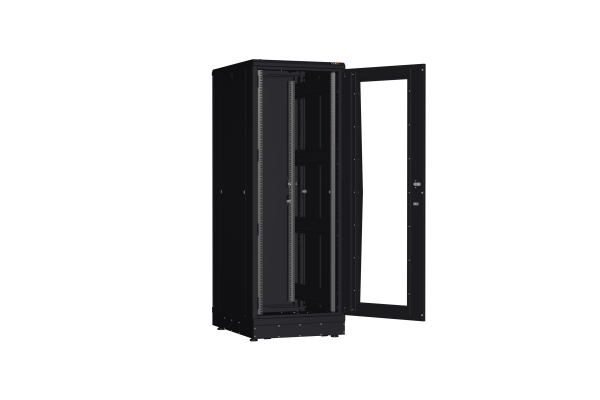 Напольный шкаф NIKOMAX серии TFR-R2 19", 33U, дверь со стеклом и металлическая, металлические стенки, Ш600хВ1702хГ800мм, в разобранном виде, черный