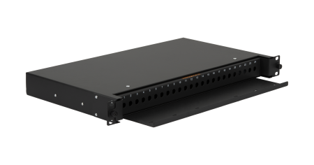 Оптический кросс NIKOMAX 19", 1U, до 24 FC/ST портов, выдвижной, со съёмной полкой,  черный, в комплекте: сплайс-кассета и КДЗС