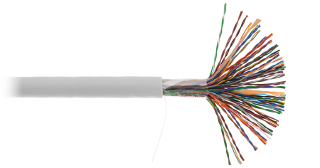 Кабель NETLAN U/UTP 50 пар, Кат.5 (Класс D), 100МГц, одножильный, BC (чистая медь), поливинилхлорид, серый, 305м - гарантия: 1 год