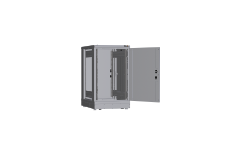 Напольный шкаф NIKOMAX серии TFR-R2 19", 18U,металлические двери, металлические стенки, Ш600хВ1007хГ800мм, в разобранном виде, серый