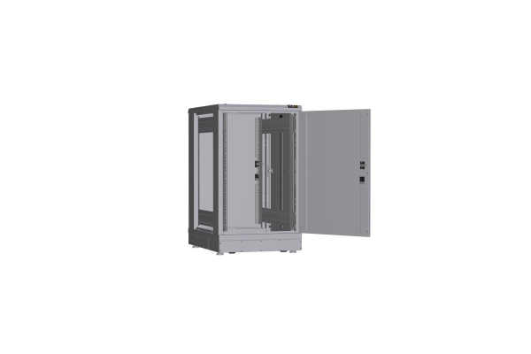 Напольный шкаф NIKOMAX серии TFR-R2 19", 18U,металлические двери, металлические стенки, Ш600хВ1007хГ800мм, в разобранном виде, серый