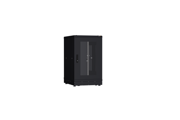 Напольный шкаф NIKOMAX серии TFR-R2 19", 18U, дверь со стеклом и металлическая, металлические стенки, Ш600хВ1007хГ800мм, в разобранном виде, черный