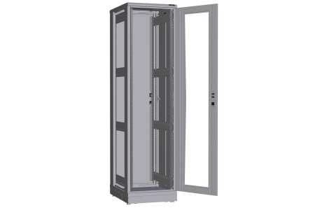 Напольный шкаф NIKOMAX серии TFR-R2 19", 47U, дверь со стеклом и металлическая, металлические стенки, Ш600хВ2234хГ800мм, в разобранном виде, серый