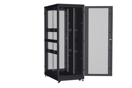 Напольный шкаф NIKOMAX серии TFA-R 19", 42U, перфорированные двери, металлические двухуровневые стенки, Ш800хВ2114хГ1200мм, в разобранном виде, черный
