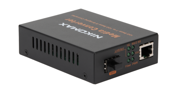 Медиаконвертер неуправляемый NIKOMAX, UTP 1000/2500/5000/10000Мбит/с, SFP+ 1/10Гбит/с, 5-12В (блок питания 5В/2А в комплекте)