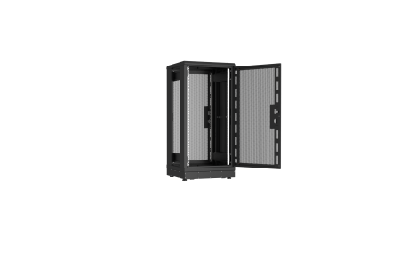 Напольный шкаф NIKOMAX серии TFR-R2 19", 24U, перфорированные двери, металлические стенки, Ш600хВ1280хГ600мм, в разобранном виде, черный