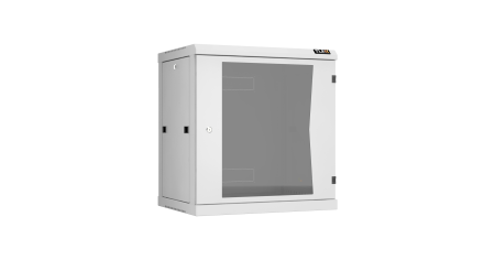 Настенный разборный шкаф NIKOMAX 19", 12U, стеклянная дверь, Ш600хВ636хГ450мм, 2 пары монтажных направляющих, серый