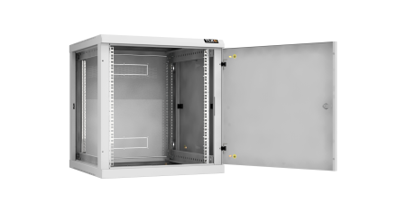 Настенный разборный шкаф NIKOMAX 19", 12U, металлическая дверь, Ш600хВ636хГ600мм, 2 пары монтажных направляющих, серый