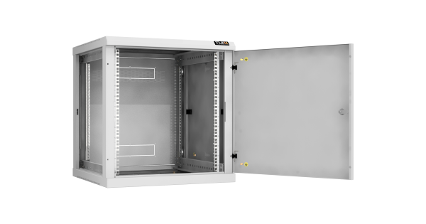 Настенный разборный шкаф NIKOMAX 19", 12U, металлическая дверь, Ш600хВ636хГ600мм, 2 пары монтажных направляющих, серый