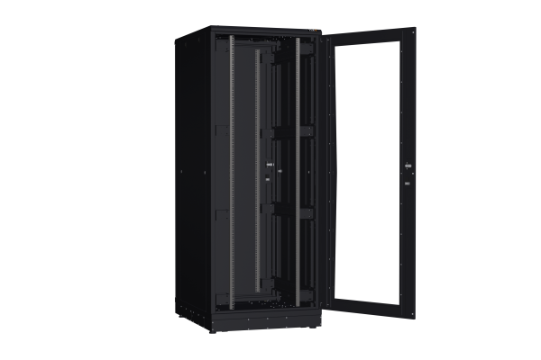 Напольный шкаф NIKOMAX серии TFR-R2 19", 42U, дверь со стеклом и металлическая, металлические стенки, Ш800хВ2010хГ1000мм, в разобранном виде, черный