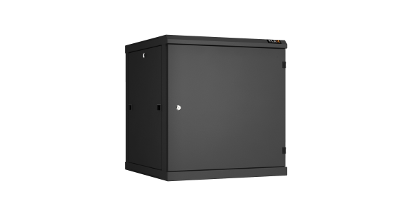 Настенный разборный шкаф NIKOMAX 19", 12U, металлическая дверь, Ш600хВ636хГ600мм, 2 пары монтажных направляющих, черный