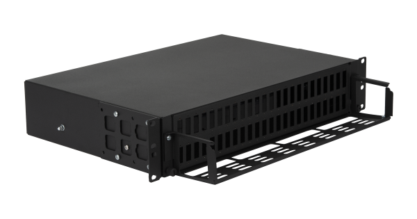 Оптический кросс NIKOMAX 19" Premium Line, 2U, до 96 SC (48 Duplex SC адаптеров) или 192 LC (48 Quadro LC адаптеров) портов, выдвижной, со съёмной полкой, черный