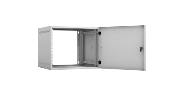 Настенный шкаф 19", 9U, металлическаяя дверь, Ш540хВ440хГ500мм, 2 пары монтажных направляющих, сварной, серый