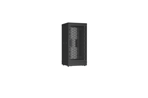 Напольный шкаф NIKOMAX серии TFR-R2 19", 24U, перфорированные двери, металлические стенки, Ш600хВ1280хГ600мм, в разобранном виде, черный