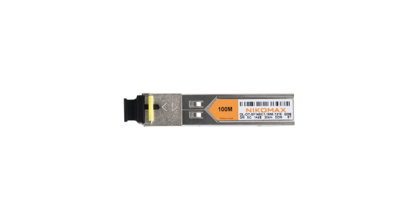 Модуль NIKOMAX SFP, 100/155 Мбит/с, WDM, 1 ОВ, SM, 1xSC, Tx:1550/Rx:1310 нм, DDM, 14 дБ (до 20 км), -40 +85 °С