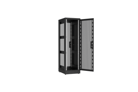 Напольный шкаф NIKOMAX серии TFR-R2 19", 42U, перфорированные двери, металлические стенки, Ш600хВ2010хГ800мм, в разобранном виде, черный