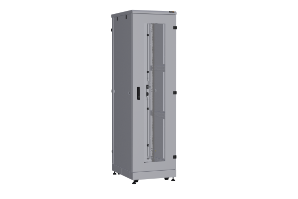 Напольный шкаф NIKOMAX серии TFA-R 19", 42U, дверь со стеклом и металлическая, металлические стенки, Ш600хВ2114хГ800мм, в разобранном виде, серый