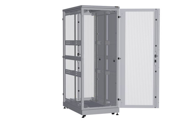 Напольный шкаф NIKOMAX серии TFA-R 19", 42U, двери перфорированные, одностворчатая и двустворчатая, металлические двухуровневые стенки, Ш800хВ2114хГ1200мм, в разобранном виде, серый