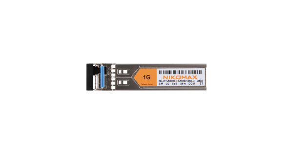 Модуль NIKOMAX SFP, 1.25 Гбит/с, WDM, 1 ОВ, SM, 1xLC, Tx:1310/Rx:1550 нм, DDM, 8 дБ (до 3 км)
