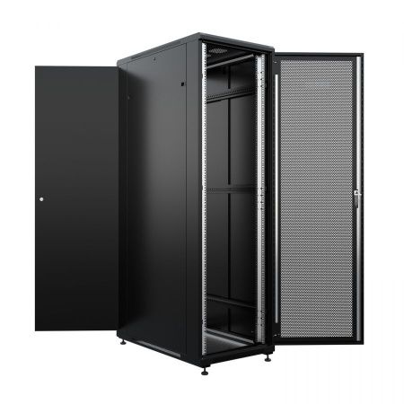 Шкаф напольный универсальный серверный NTSS R 42U 800х1000мм, 4 профиля 19, двери перфорированная и сплошная металл, боковые стенки съемные, регулируе