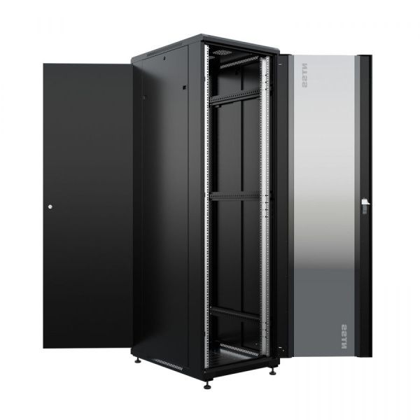 Шкаф напольный универсальный серверный NTSS R 47U 800х800мм, 4 профиля 19, двери стекло и сплошная металл, боковые стенки съемные, регулируемые опоры,