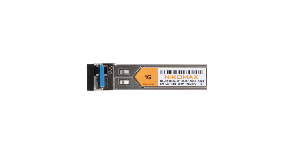 Модуль NIKOMAX SFP, 1.25 Гбит/с, WDM, 1 ОВ, SM, 1xLC, Tx:1310/Rx:1550 нм, DDM, 14 дБ (до 20 км), -40 +85 °С