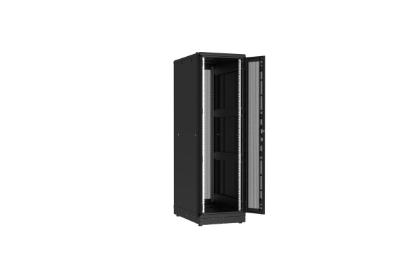 Напольный шкаф NIKOMAX серии TFR-R2 19", 42U, двустворчатые перфорированные двери, металлические стенки, Ш600хВ2010хГ1000мм, в разобранном виде, черный