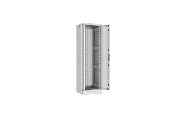 Напольный шкаф NIKOMAX серии TFR-R2 19", 42U, двустворчатые перфорированные двери, металлические стенки, Ш600хВ2010хГ600мм, в разобранном виде, серый