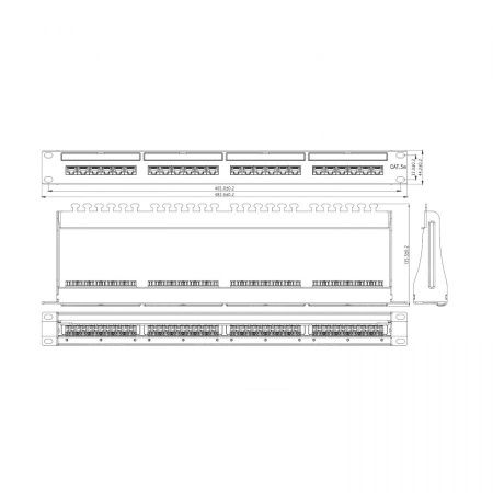 Патч-панель NTSS PREMIUM 1U 24 порта RJ45 UTP cat.5е, AL, Dual IDC с органайзером