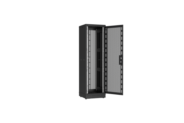 Напольный шкаф NIKOMAX серии TFR-R2 19", 42U, двери перфорированные, одностворчатая и двустворчатая, металлические стенки, Ш600хВ2010хГ600мм, в разобранном виде, черный