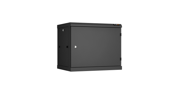 Настенный разборный шкаф NIKOMAX 19", 9U, металлическая дверь, Ш600хВ503хГ450мм, 2 пары монтажных направляющих, черный