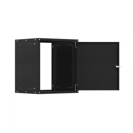Шкаф настенный телекоммуникационный NTSS LIME 18U 550х600х900мм, 2 профиля 19, дверь сплошная металл, боковые стенки несъемные, разобранный, черный RA