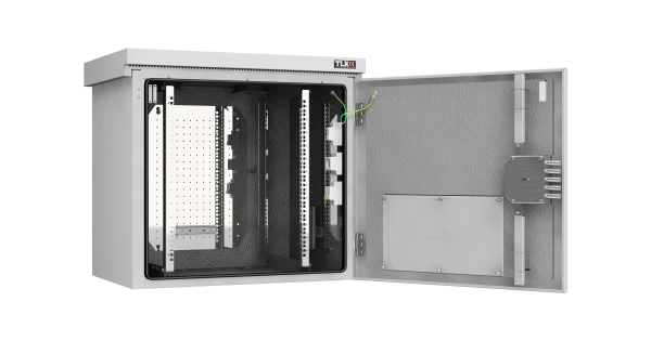 Шкаф NIKOMAX настенный климатический TWK-128256-M-GY, Lite, IP55, Ш821хВ748хГ566 мм, цвет серый, муар, RAL 7035. Комплектация: монтажные направляющие - 2 пары, рым-болт М8 - 4 шт., сальник-ввод отверст. 36 мм - 6шт., монтажная панель – 3 шт., дин-рейка – 