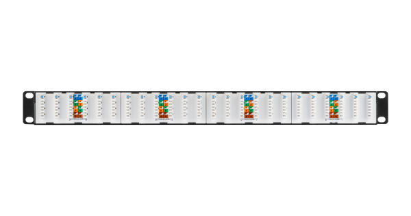Коммутационная панель NIKOMAX 19", 1U, 24 порта, Кат.6a (Класс Ea), 500МГц, RJ45/8P8C, 110/KRONE, T568A/B, неэкранированная, с органайзером, черная - гарантия: 5 лет расширенная / 25 лет системная