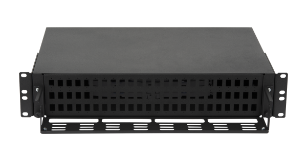Оптический кросс NIKOMAX 19" Premium Line, 2U, до 72 SC портов или 144 LC портов, выдвижной, со съёмной полкой, черный