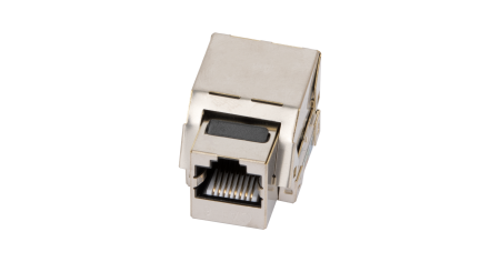 Модуль-вставка NETLAN типа Keystone, Кат.6 (Класс E), 250МГц, RJ45/8P8C, 110/KRONE, T568A/B, экранированный, металлик, уп-ка 10шт.