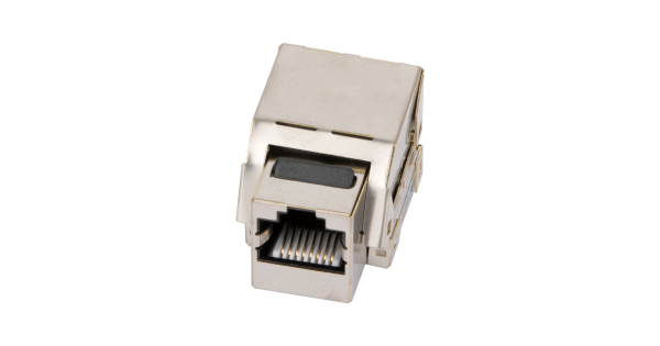 Модуль-вставка NETLAN типа Keystone, Кат.6 (Класс E), 250МГц, RJ45/8P8C, 110/KRONE, T568A/B, экранированный, металлик, уп-ка 10шт.