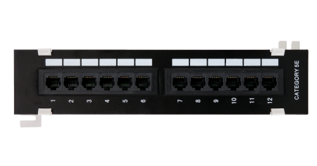 Патч-панель NETLAN настенная 10", 1U, 12 портов, Кат.5e, RJ45/8P8C, 110/KRONE, T568A/B