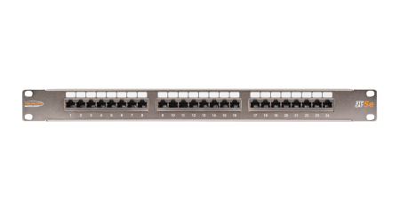 Коммутационная панель NIKOMAX 19", 1U, 24 порта, Кат.5e (Класс D), 100МГц, RJ45/8P8C, 110/KRONE, T568A/B, полный экран, с органайзером, металлик - гарантия: 5 лет расширенная / 25 лет системная