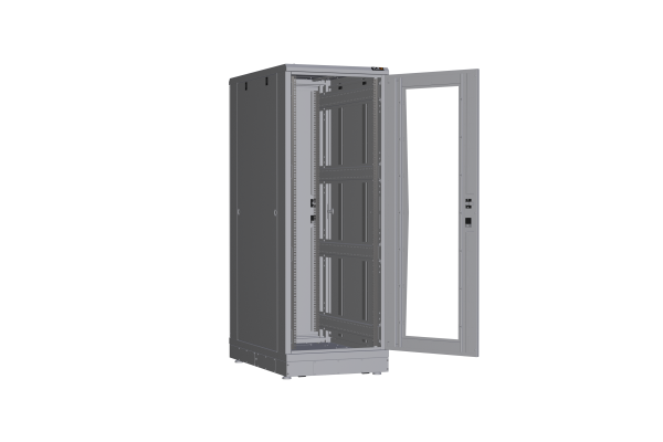 Напольный шкаф NIKOMAX серии TFR-R2 19", 33U, дверь со стеклом и металлическая, металлические стенки, Ш600хВ1702хГ1000мм, в разобранном виде, серый