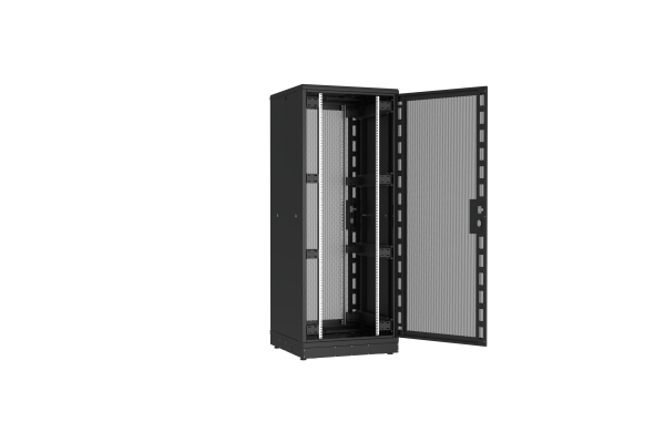 Напольный шкаф NIKOMAX серии TFR-R2 19", 42U, перфорированные двери, металлические стенки, Ш800хВ2010хГ800мм, в разобранном виде, черный