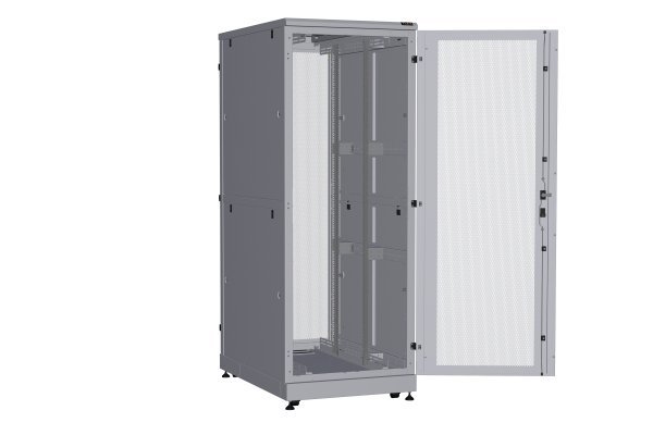 Напольный шкаф NIKOMAX серии TFA-R 19", 42U, двери перфорированные, одностворчатая и двустворчатая, металлические двухуровневые стенки, Ш800хВ2114хГ1200мм, в разобранном виде, серый