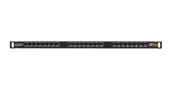 Коммутационная панель NIKOMAX 19", 0,5U, 24 порта, Кат.5e (Класс D), 100МГц, RJ45/8P8C, 110/KRONE, T568A/B, неэкранированная, с органайзером, черная - гарантия: 5 лет расширенная / 25 лет системная