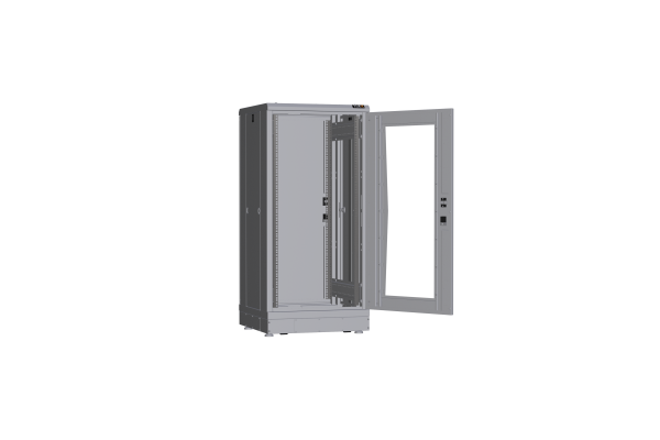 Напольный шкаф NIKOMAX серии TFR-R2 19", 24U, дверь со стеклом и металлическая, металлические стенки, Ш600хВ1280хГ600мм, в разобранном виде, серый
